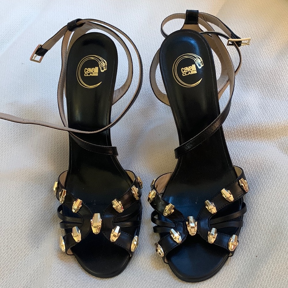 Cavalli heels, brand new, size 40, black & gold.